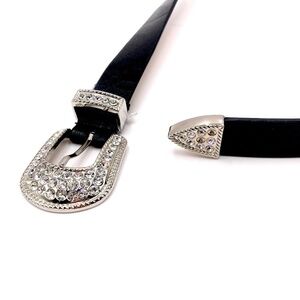 Black Belt with Silver Jeweled Buckle​​